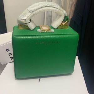 NWT Brandon Blackwood Mini Kendrick Trunk in True Green Leather Brass Hardware